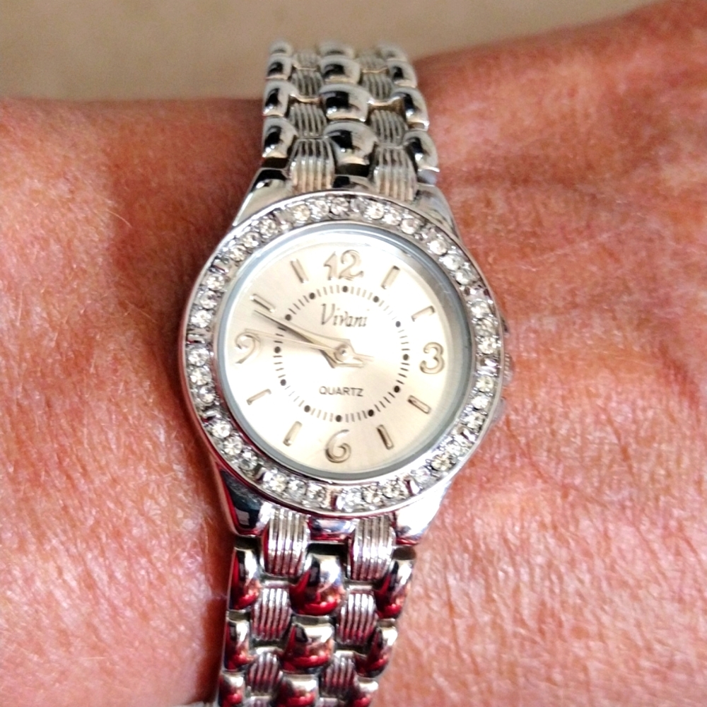 Vivani faux silver watch.
